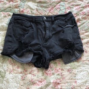 Pink cut off destroyed denim shorts